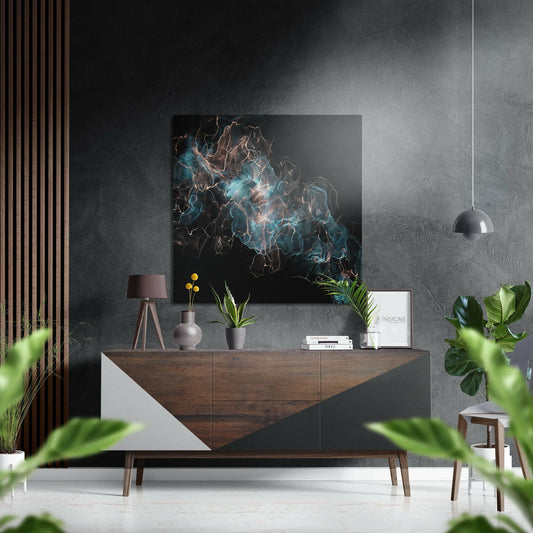 Black Turquoise Smoke Brushed Aluminium Dibond Wall Art
