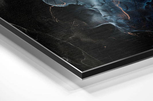 Blue Flame Black Marble Brushed Aluminium Dibond Wall Art