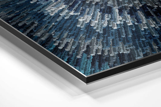 Icy Blue Silver Radial Burst Brushed Aluminium Dibond Wall Art