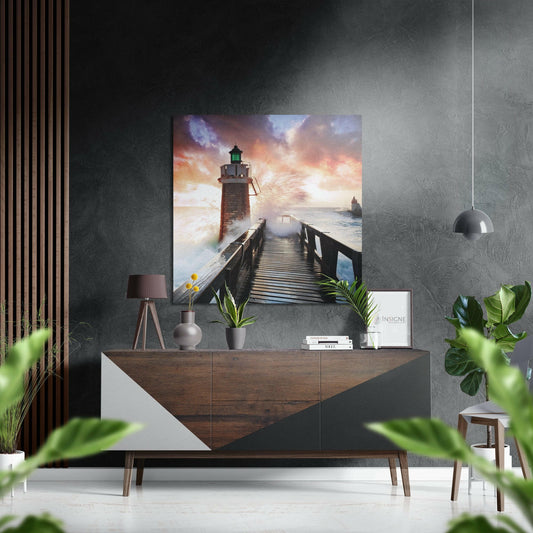 Lighthouse Brushed Aluminium Dibond Wall Art