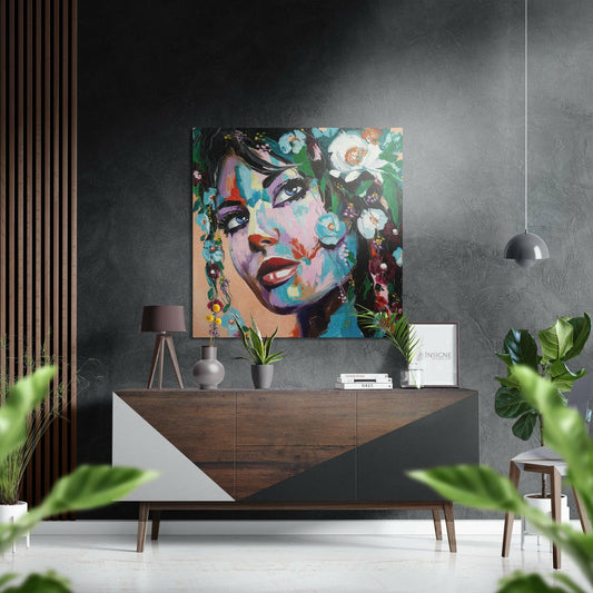 Woman of Flowers Brushed Aluminium Dibond Wall Art