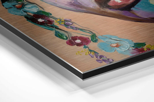 Woman of Flowers Brushed Aluminium Dibond Wall Art