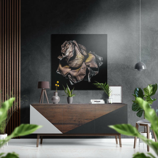 Silver and Gold Metallic Rose Brushed Aluminium Dibond Wall Art