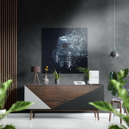 Pixel Dissolving Astronaut Brushed Aluminium Dibond Wall Art