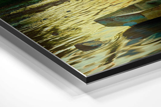 Sunset and Boat Brushed Aluminium Dibond Wall Art