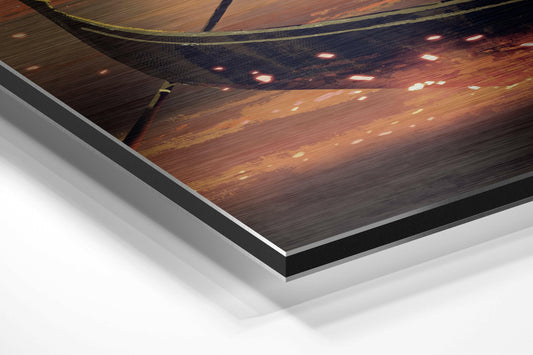 Boatman Under Melting Crescent Moon Brushed Aluminium Dibond Wall Art