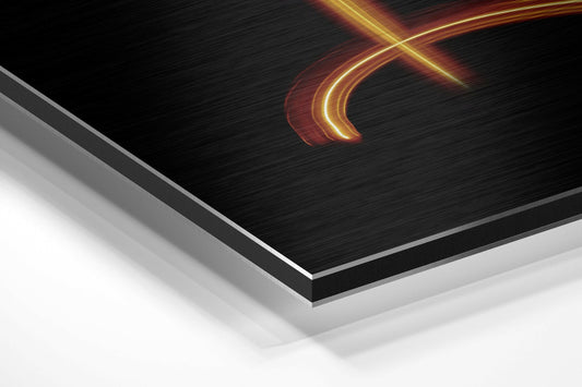 Glowing Fire Gemini Zodiac Glyph Brushed Aluminium Dibond Wall Art