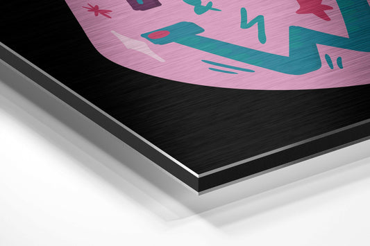 Pink Flexed Arm I Can I Will Quote Brushed Aluminium Dibond Wall Art