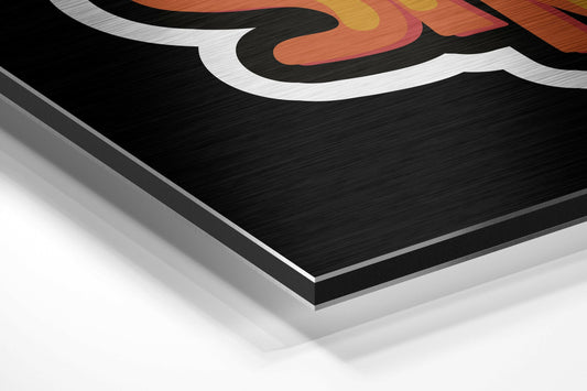 Red Orange Graffiti Be Strong Quote Brushed Aluminium Dibond Wall Art