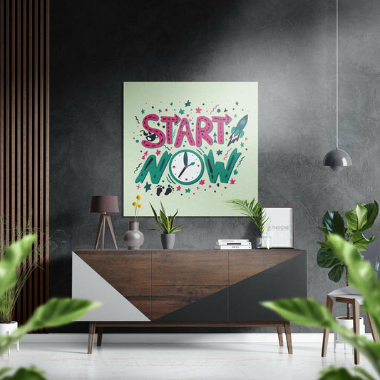 Start Now Brushed Aluminium Dibond Wall Art