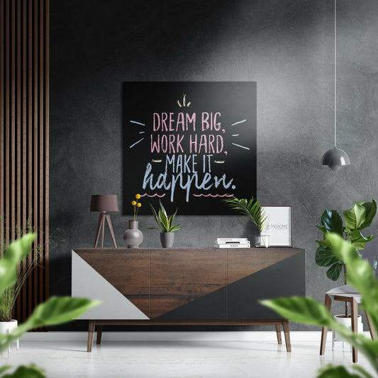 Pastel Chalk Work Hard Quote Brushed Aluminum Dibond Wall Art