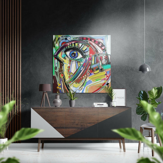 Colorful Abstract Blue Eye Brushed Aluminium Dibond Wall Art