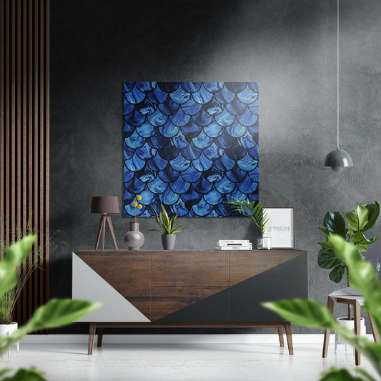 Blue Drops Brushed Aluminium Dibond Wall Art