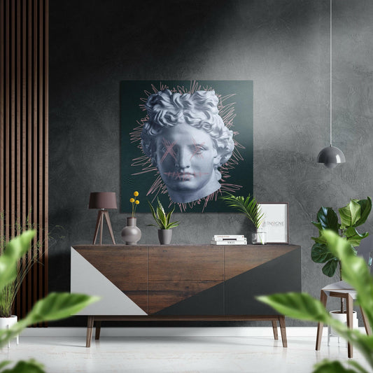 Pink Ray Statue Head Brushed Aluminium Dibond Wall Art