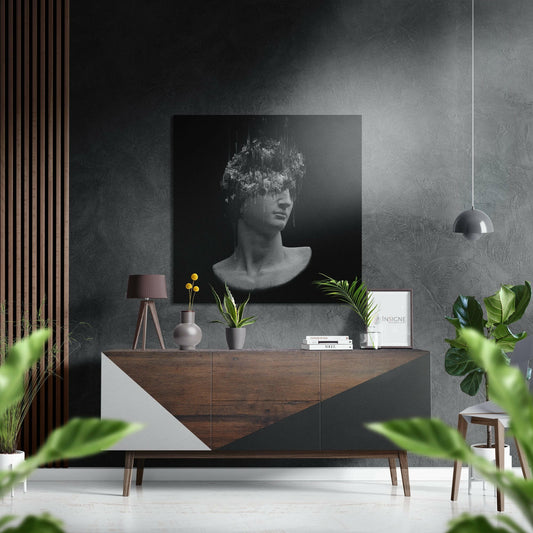 Glitch Top Statue Bust Brushed Aluminium Dibond Wall Art
