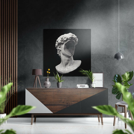 Spiral Void Statue Head Brushed Aluminium Dibond Wall Art