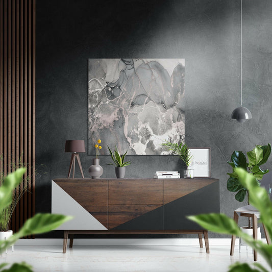Soft Gray Blush Marble Brushed Aluminium Dibond Wall Art