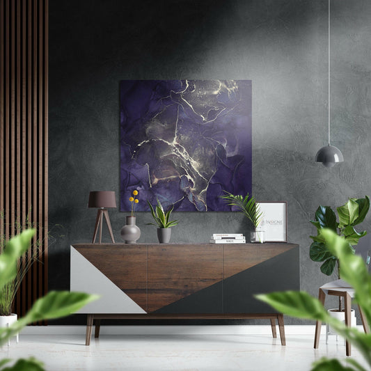 Deep Purple Gold Marble Brushed Aluminium Dibond Wall Art