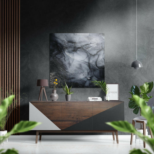 Charcoal Smoke Ink Brushed Aluminium Dibond Wall Art