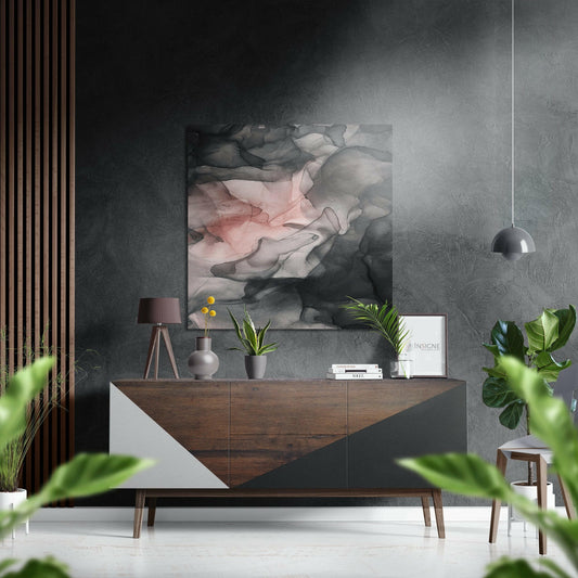 Blush Pink Gray Cloud Brushed Aluminium Dibond Wall Art