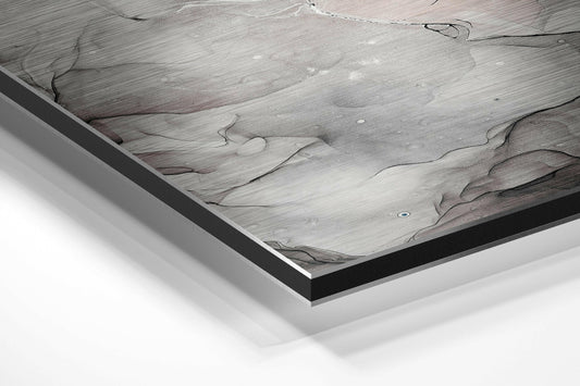 White Pink Veined Marble Brushed Aluminium Dibond Wall Art