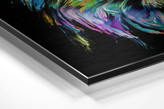 Rainbow Brushstroke Lion Head Brushed Aluminium Dibond Wall Art