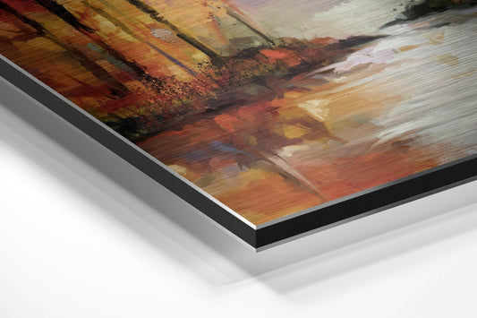 Autumn in Forest Brushed Aluminium Dibond Wall Art