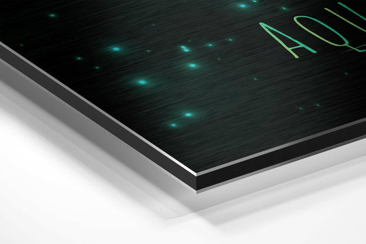 Green Brushstroke Aquarius Star Sign Brushed Aluminium Dibond Wall Art
