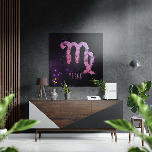 Pink Brushstroke Virgo Star Sign Brushed Aluminium Dibond Wall Art