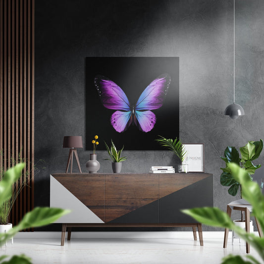 Purple Blue Butterfly Brushed Aluminium Dibond Wall Art