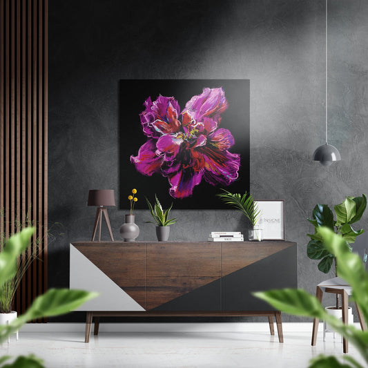Magenta Peony Painting Brushed Aluminium Dibond Wall Art
