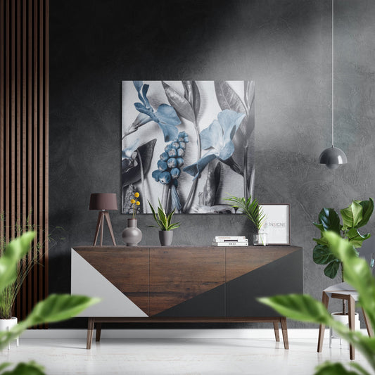 Blue Iris and Berry Botanical Brushed Aluminium Dibond Wall Art