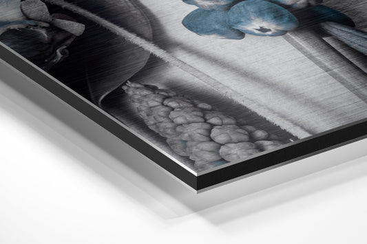 Blue Iris and Berry Botanical Brushed Aluminium Dibond Wall Art