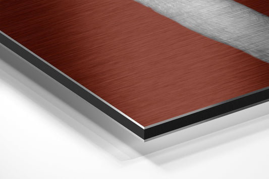 Brick Red Backdrop White Flamingo Brushed Aluminium Dibond Wall Art