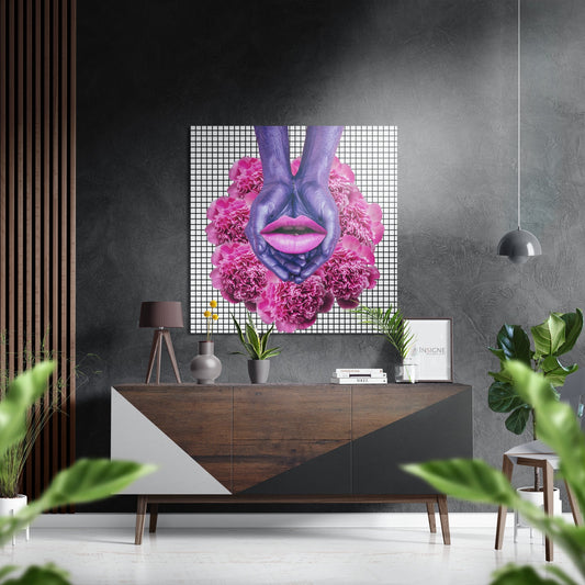 Pink Carnation Hands And Lips Brushed Aluminium Dibond Wall Art