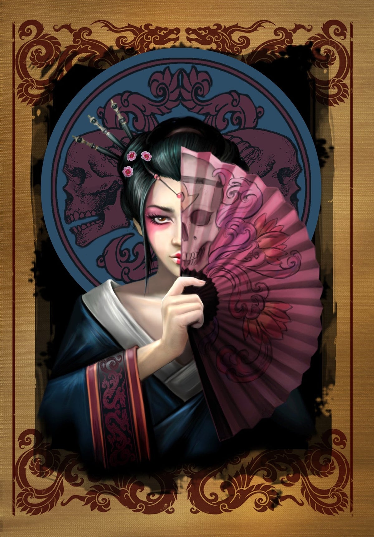 Geisha Skull Card