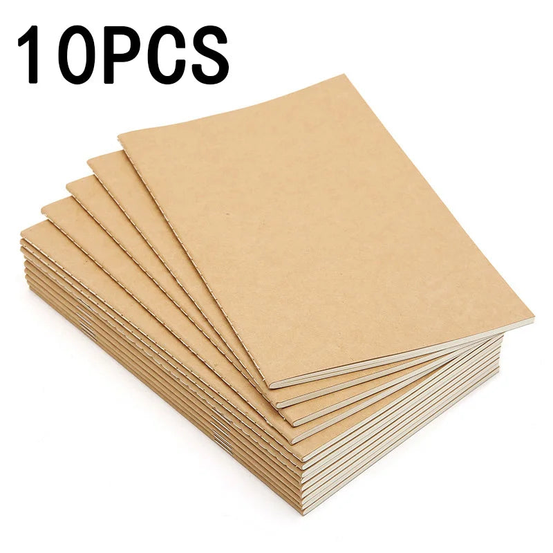 Heavy-Duty Stitched Notebooks Kraft Paper, Lined Pages, for School, Office, Journaling, Eco-Friendly, 10-pcs