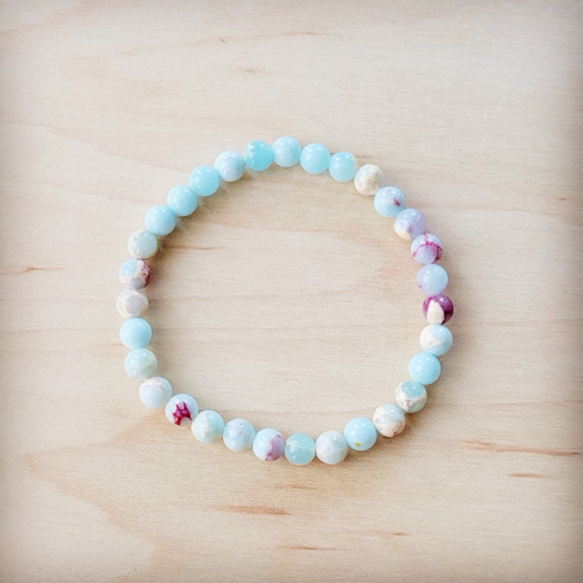 **Pastel Aqua Terra Stretch Beaded Bracelet 811h