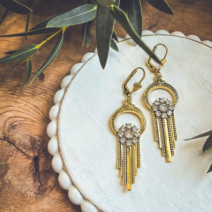 Beautiful Gold and Crystal Victorian Earrings