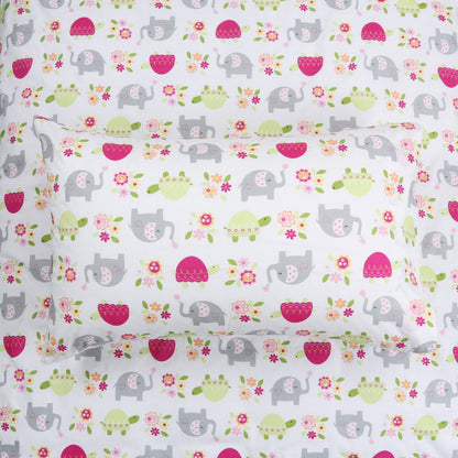 3-Piece Crib/Toddler Cotton Sheet Set White Pink Grey Sweet Floral Friends Baby Elephant Turtle