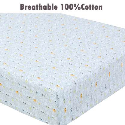 3 Piece Crib/Toddler Cotton Fitted Sheets Colorful Blue Red City Cars Boats Transportation Signs