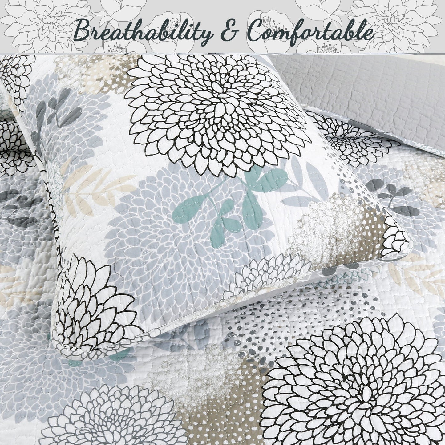 Nina Floral Cotton Reversible Quilt Bedding Set