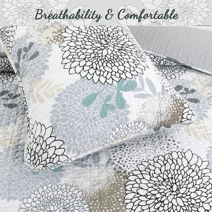 Nina Floral Cotton Reversible Quilt Bedding Set