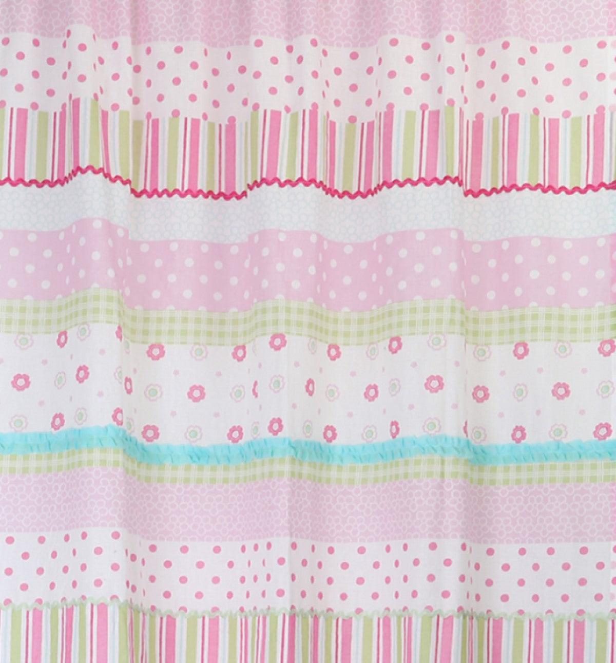 Greta Floral Striped Pink Polka Dot Window Curtain Panel/Drapes