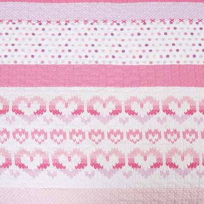 Butterfly Fairisle Pink Purple Striped Sweater Print Cotton Reversible Quilt Bedding Set