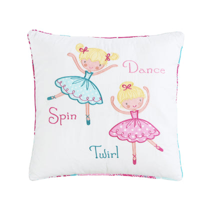 Ballerina Girl Pink Floral Dot Print Patchwork Cotton Reversible Quilt Bedding Set