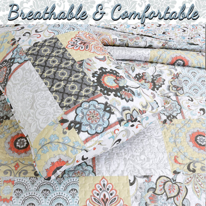 Moorea Print Patchwork 3-Piece Reversible Quilt Bedding Set