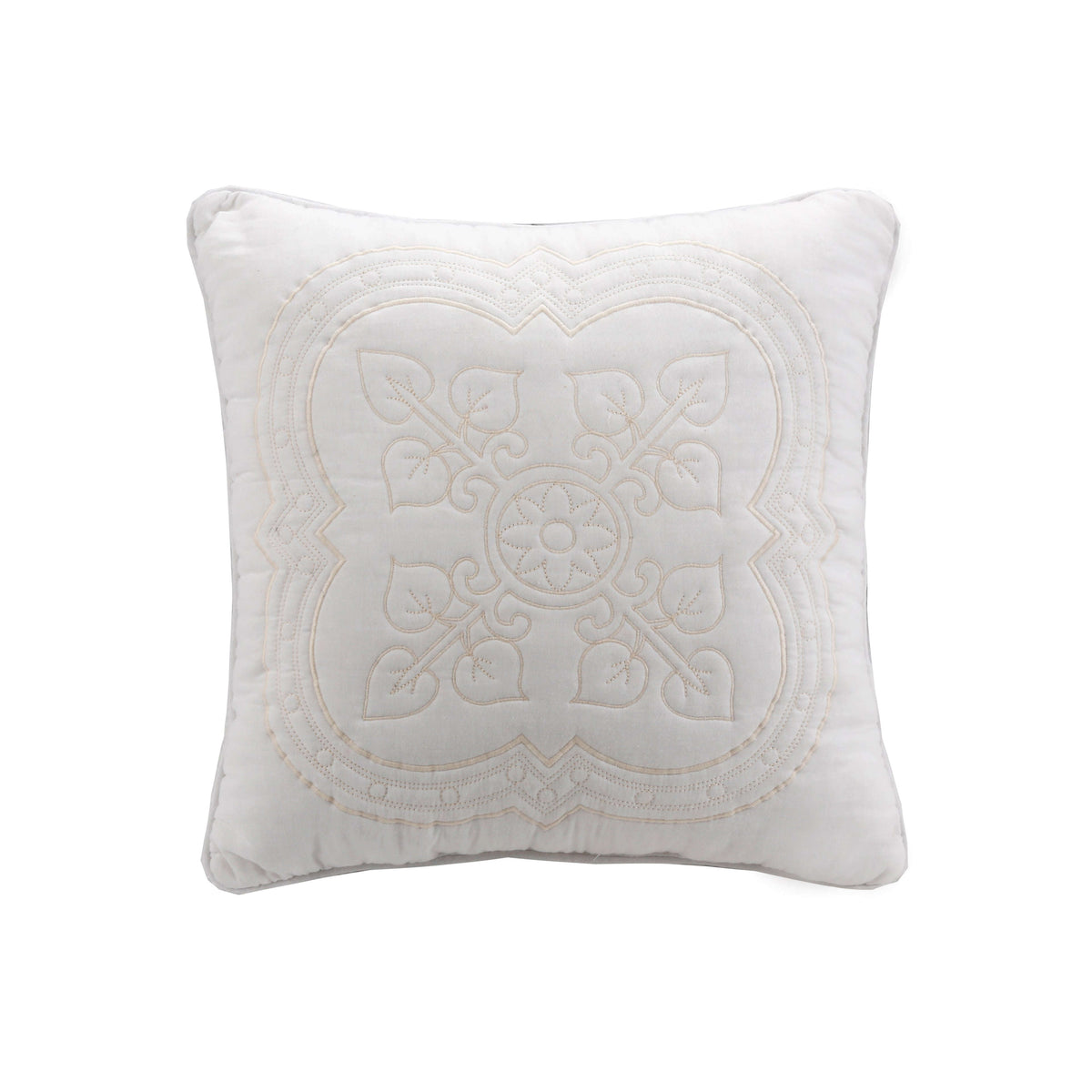 Serenity White Victorian Scalloped Medallion Floral Pure Solid 6-Piece Daybed Quilt Bedding Set Otarealm