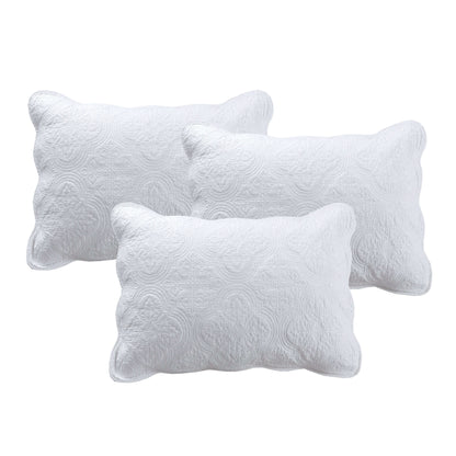 Serenity White Victorian Scalloped Medallion Floral Pure Solid 6-Piece Daybed Quilt Bedding Set Otarealm