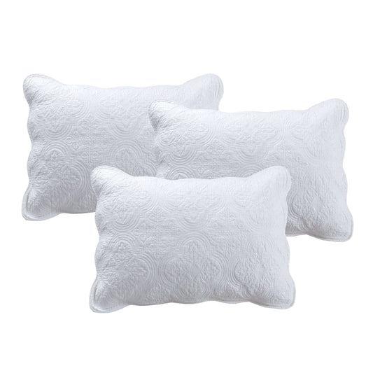 Serenity White Victorian Scalloped Medallion Floral Pure Solid 6-Piece Daybed Quilt Bedding Set Otarealm
